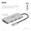 Hub CLUB3D USB-A 4 portas para USB-C – transferência rápida de 10 Gbps