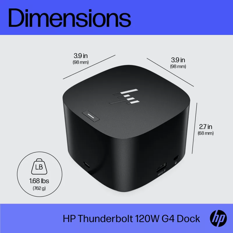 Dock HP Thunderbolt 120W G4, com fios, Thunderbolt 4, preto, Kensington, China, Tailândia, Taiwan, Business