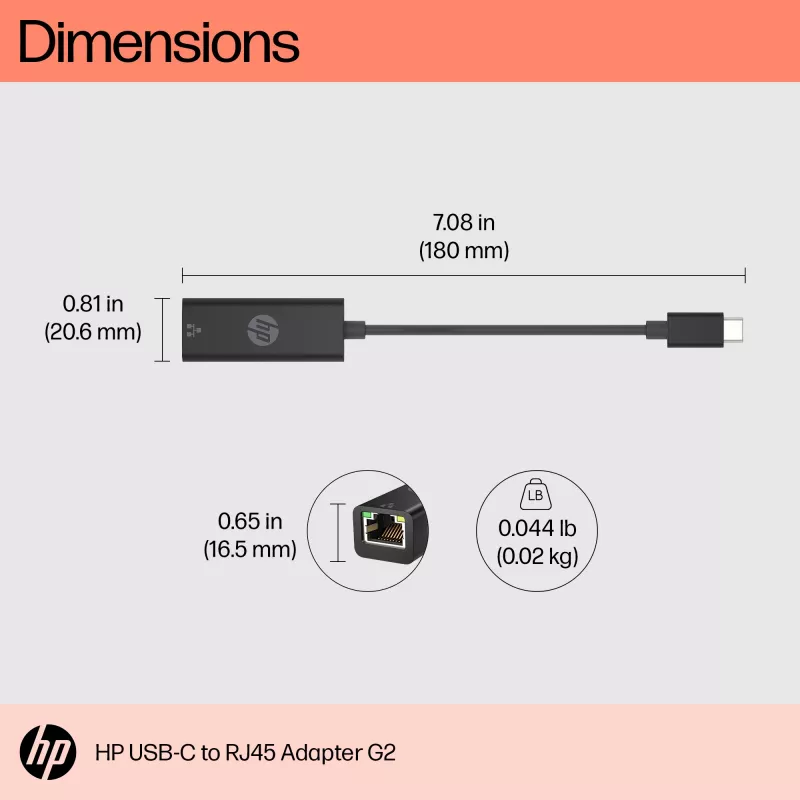Adaptador RJ-45 HP USB-C to RJ45 Adapter G2