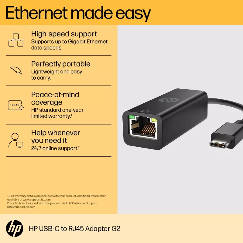 Adaptador RJ-45 HP USB-C to RJ45 Adapter G2