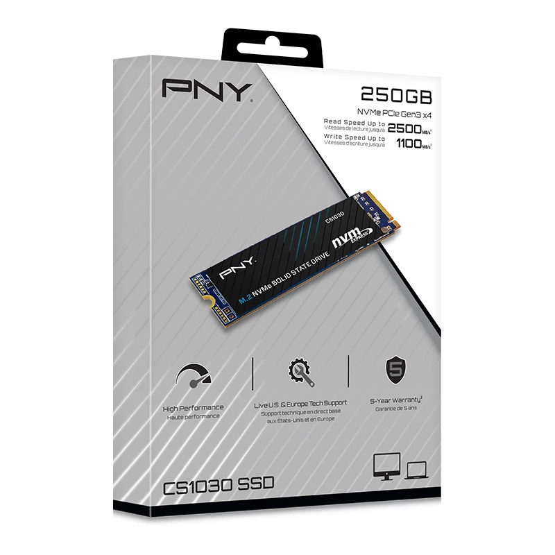 SSD PNY - CS1030 - 250GB - PCIe Gen3 x4 NVMe - M.2 2280