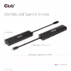 CLUB3D USB Gen1 Type-C, Hub 6 em 1 com HDMI 8K30Hz, 2xUSB Type-A, RJ45 e 2xUSB Type-C, dados e carregamento PD 100 Watt