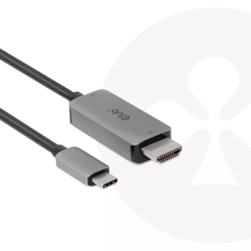 CLUB3D USB Gen2 Type-C para HDMI 4K120Hz 8K60Hz HDR10 com DSC1.2 cabo ativo M/M 3m / 9.84ft