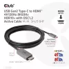 CLUB3D USB Gen2 Type-C para HDMI 4K120Hz 8K60Hz HDR10 com DSC1.2 cabo ativo M/M 3m / 9.84ft