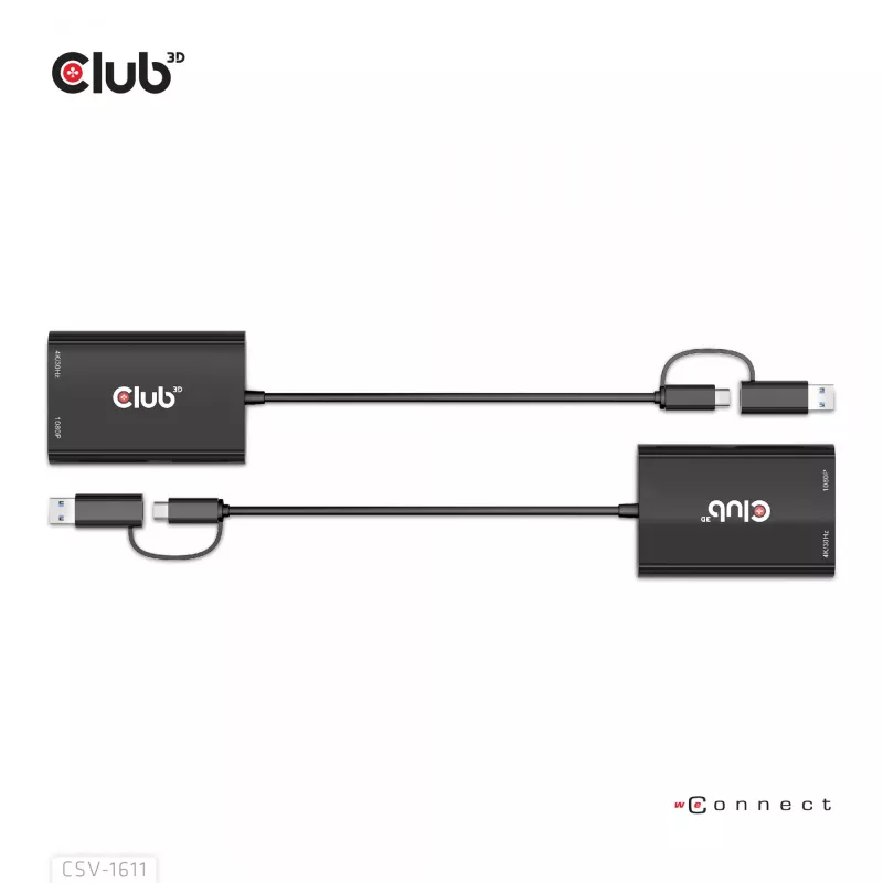 CLUB3D USB Gen1 Type-C/-A para Dual HDMI (4K/30Hz) / VGA (1080/60Hz)