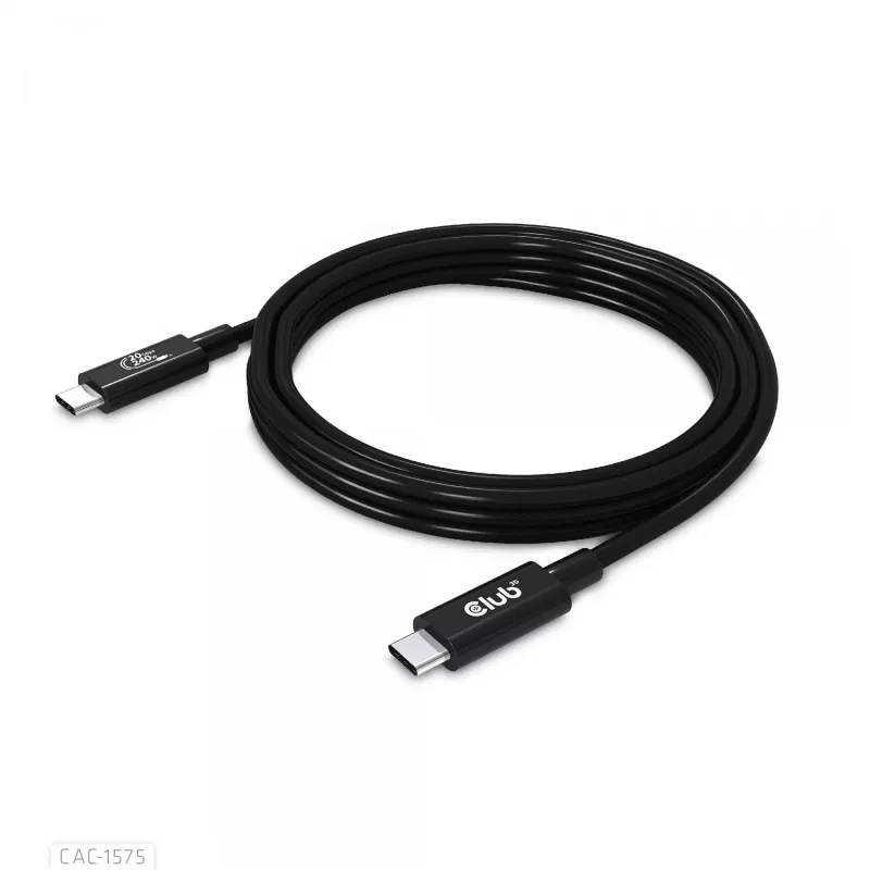 CLUB3D USB4 Gen2x2 Cabo bidirecional Type-C 4K60Hz, dados 20Gbps, PD 240W(48V/5A) EPR M/M 2m