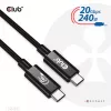 CLUB3D USB4 Gen2x2 Cabo bidirecional Type-C 4K60Hz, dados 20Gbps, PD 240W(48V/5A) EPR M/M 2m