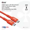 Cabo bidirecional USB-C para USB-C CLUB3D CAC-1573, USB4 Gen 2x2, 2 m, vermelho, PD até 240 W