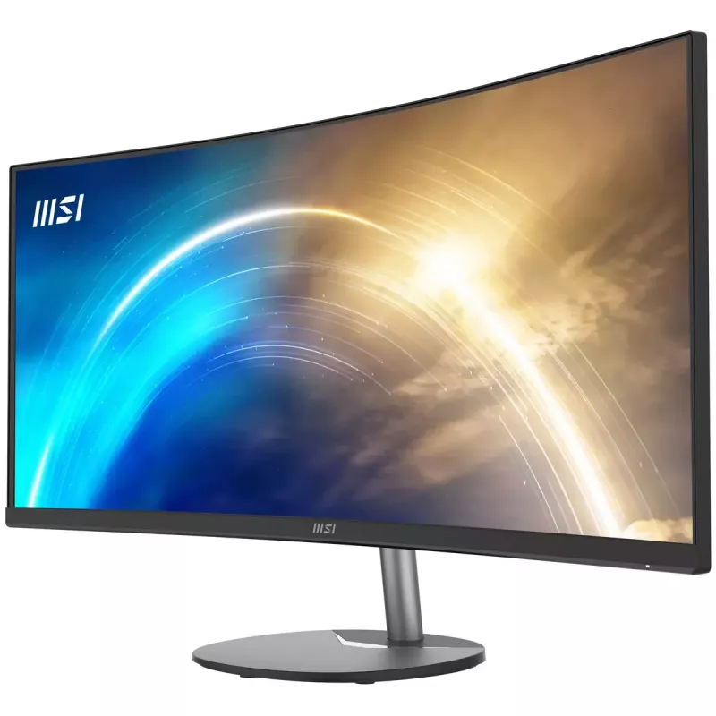 MSI Pro MP341CQ Monitor curvo de 34 polegadas, 1500R, UWQHD (3440 x 1440), 21:9, 100Hz, VA, 4ms, HDMI, VGA, altifalantes integrados, antirreflexo, sem cintilação, menos luz azul, certificado TÜV, VESA, Kensington, preto