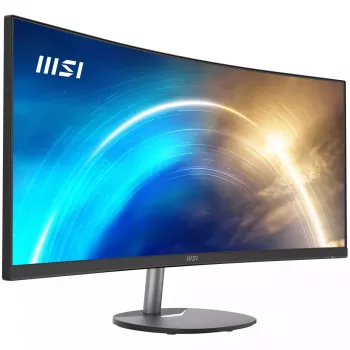 MSI Pro MP341CQ Monitor curvo de 34 polegadas, 1500R, UWQHD (3440 x 1440), 21:9, 100Hz, VA, 4ms, HDMI, VGA, altifalantes integrados, antirreflexo, sem cintilação, menos luz azul, certificado TÜV, VESA, Kensington, preto