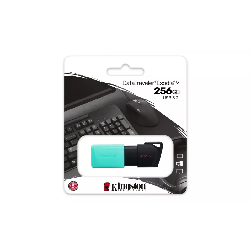 Kingston Technology DataTraveler 256GB USB3.2 Gen1 Exodia M (preto + turquesa)