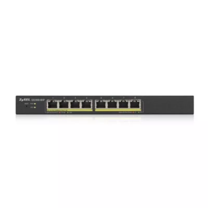 Zyxel GS1900-8HP v3 PoE Managed L2 Gigabit Ethernet (10/100/1000) Power over Ethernet (PoE) preto