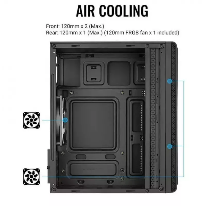 Caixa Aerocool Evo Mini RGB Micro ATX Mini Torre, preta, com janela