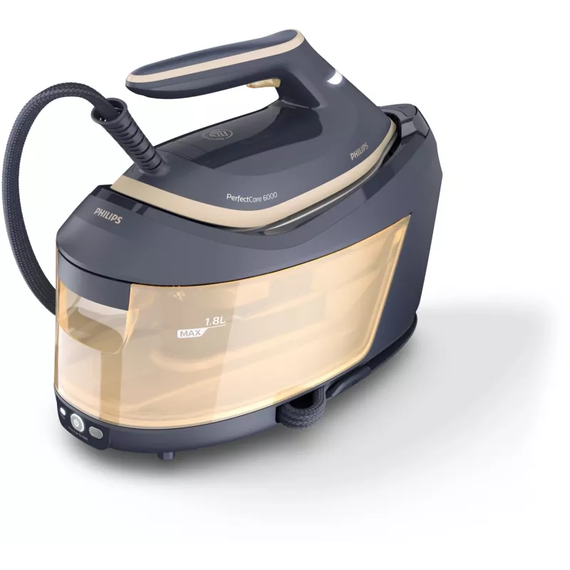 Philips PerfectCare 6000 Series PSG6066/20 ferro com gerador de vapor, 2400 W, 8 bar, jato de vapor de 600 g/min, depósito de 1,8 L, base SteamGlide Advanced, preto/castanho