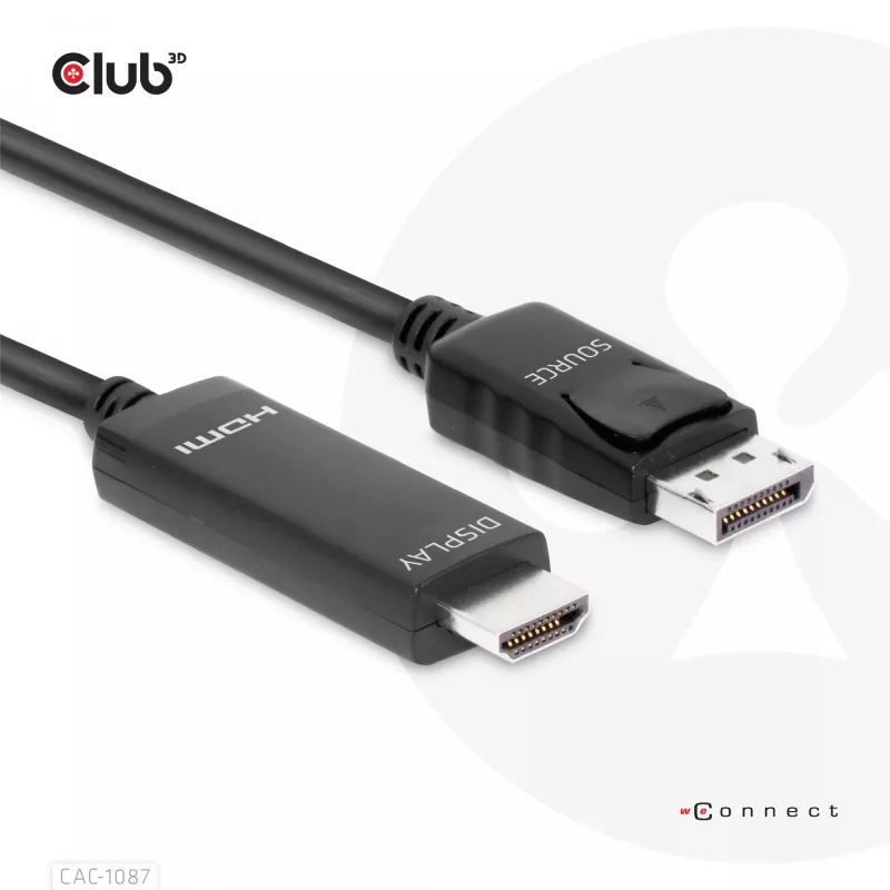 CLUB3D Cabo DisplayPort 1.4 para HDMI 4K120Hz ou 8K60Hz HDR10 M/M 3m/9,84ft