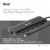 CLUB3D USB Gen 1 Type-C 8-em-1 MST Dual 4K60Hz Dock de viagem com ecrã