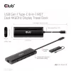CLUB3D USB Gen 1 Type-C 8-em-1 MST Dual 4K60Hz Dock de viagem com ecrã