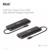 CLUB3D USB Gen 1 Type-C 8-em-1 MST Dual 4K60Hz Dock de viagem com ecrã