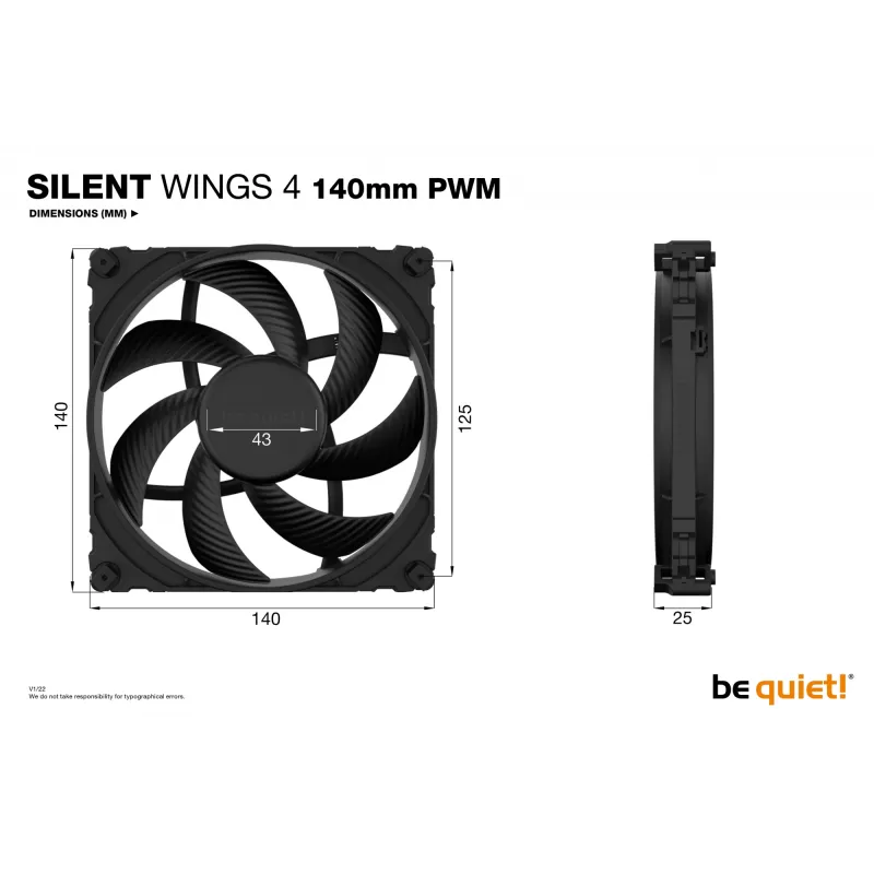 Ventoinha para caixa de computador be quiet! SILENT WINGS 4 | 140mm PWM 14 cm preta 1 unid.