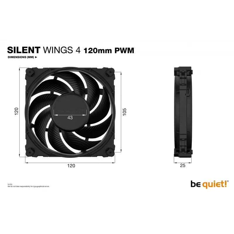 Ventoinha para caixa de computador be quiet SILENT WINGS 4 | 120mm PWM 12 cm preta 1 unid.