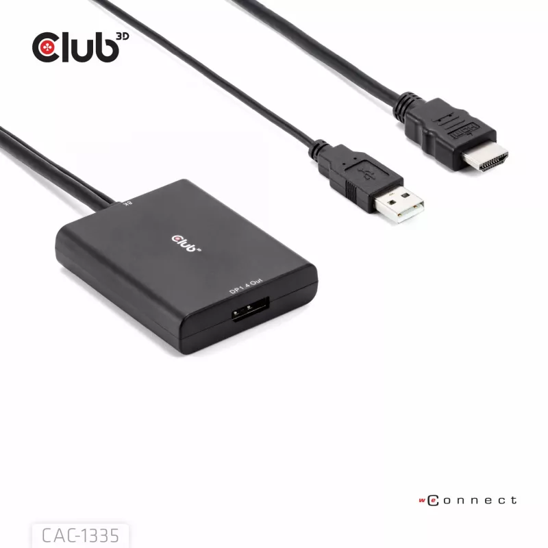 CLUB3D adaptador ativo HDMI + Micro USB para DisplayPort™ 4K120Hz ou 8K30Hz M/F