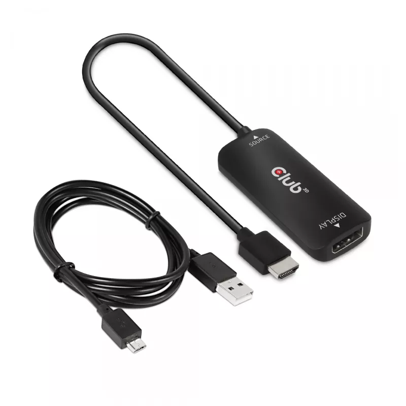 CLUB3D adaptador ativo HDMI + Micro USB para DisplayPort™ 4K120Hz ou 8K30Hz M/F