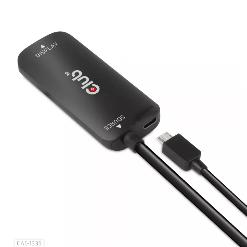 CLUB3D adaptador ativo HDMI + Micro USB para DisplayPort™ 4K120Hz ou 8K30Hz M/F