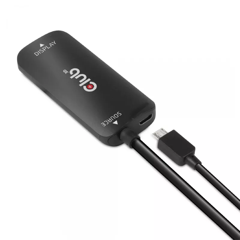 CLUB3D adaptador ativo HDMI + Micro USB para DisplayPort™ 4K120Hz ou 8K30Hz M/F