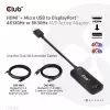 CLUB3D adaptador ativo HDMI + Micro USB para DisplayPort™ 4K120Hz ou 8K30Hz M/F