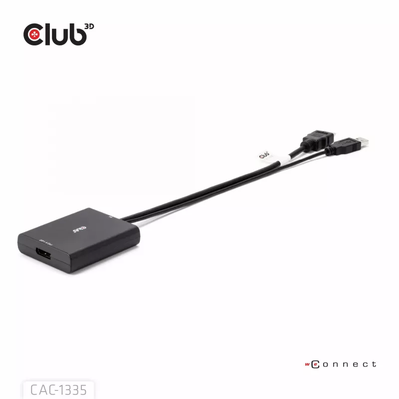 CLUB3D adaptador ativo HDMI + Micro USB para DisplayPort™ 4K120Hz ou 8K30Hz M/F