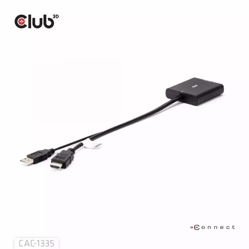 CLUB3D adaptador ativo HDMI + Micro USB para DisplayPort™ 4K120Hz ou 8K30Hz M/F