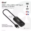 CLUB3D adaptador ativo HDMI + Micro USB para USB Type-C 4K120Hz ou 8K30Hz M/F