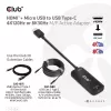 CLUB3D adaptador ativo HDMI + Micro USB para USB Type-C 4K120Hz ou 8K30Hz M/F