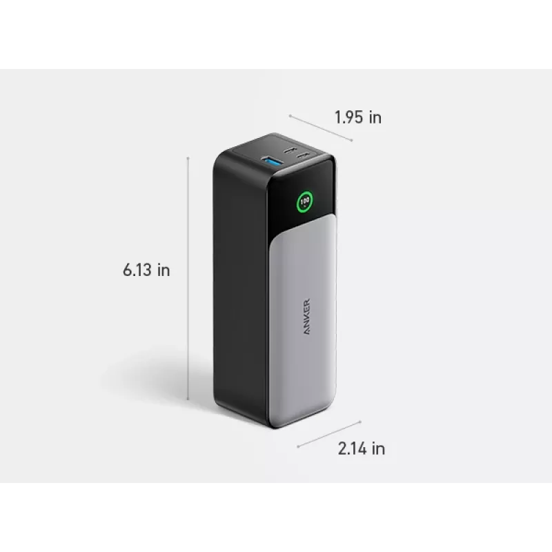 Carregador portátil Anker 737 (A1289011) – 24000 mAh, 140 W, 2× USB-C + 1× USB-A, prateado/preto