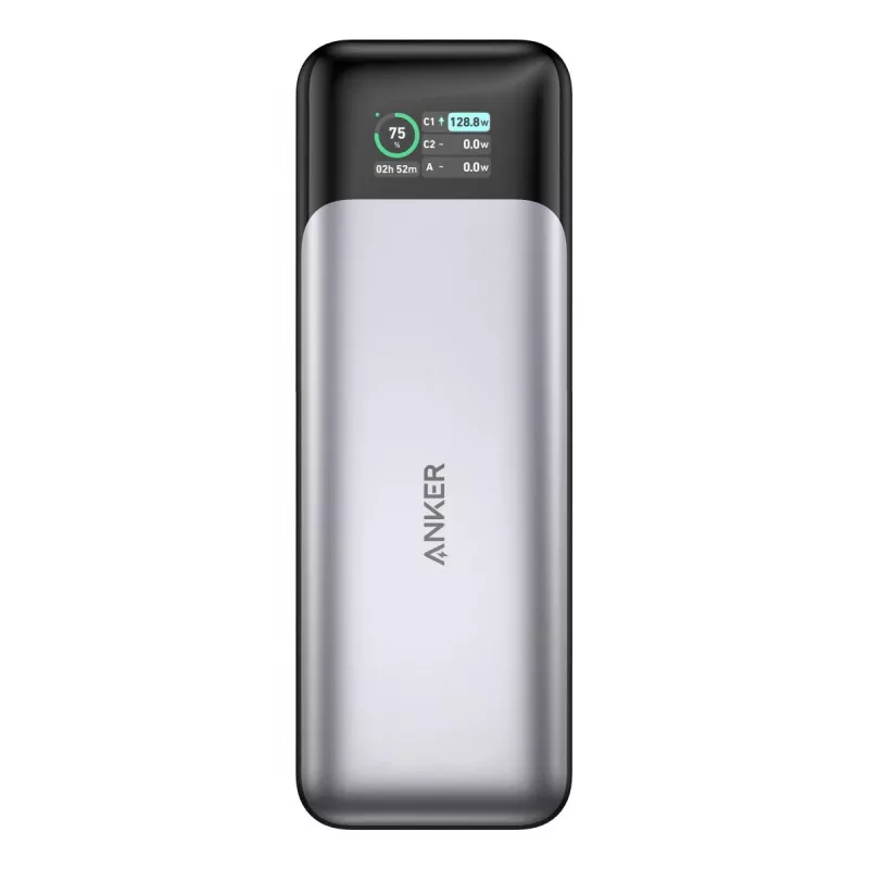 Carregador portátil Anker 737 (A1289011) – 24000 mAh, 140 W, 2× USB-C + 1× USB-A, prateado/preto