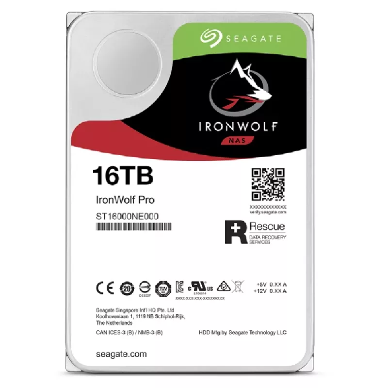 Seagate IronWolf Pro ST16000NT001 disco rígido interno 16 TB 7200 RPM 256 MB 3,5 polegadas Serial ATA III