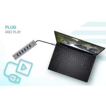 i-tec HUB metálico de carregamento USB-C 7 portas USB 3.2 Gen 1 Type-C Type-A