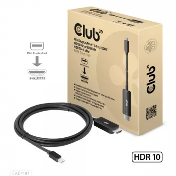 CLUB3D cabo MiniDisplayPort 1.4 para HDMI 4K120Hz ou 8K60Hz HDR10+ M/M 1,8m / 6ft