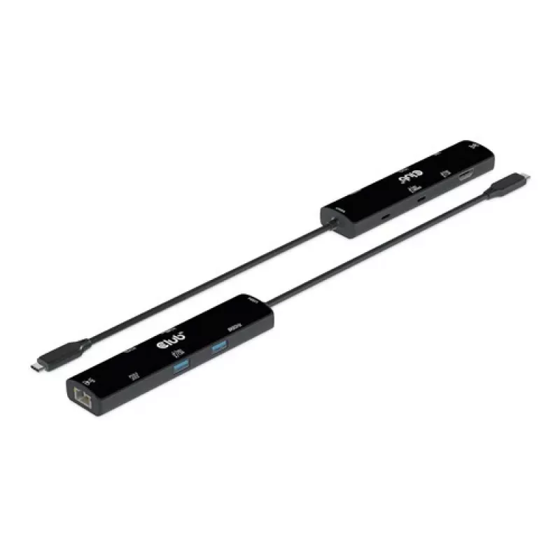 CLUB3D USB4™ Gen3x2 Type-C, hub 6-em-1 com HDMI™ 8K60Hz ou 4K120Hz, 2xUSB Type-A(10G), Ethernet RJ45(2.5G) e 2xUSB Type-C, 1x Data(10G) e 1xPD3.0 carregamento 100 W