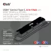 CLUB3D USB4™ Gen3x2 Type-C, hub 6-em-1 com HDMI™ 8K60Hz ou 4K120Hz, 2xUSB Type-A(10G), Ethernet RJ45(2.5G) e 2xUSB Type-C, 1x Data(10G) e 1xPD3.0 carregamento 100 W