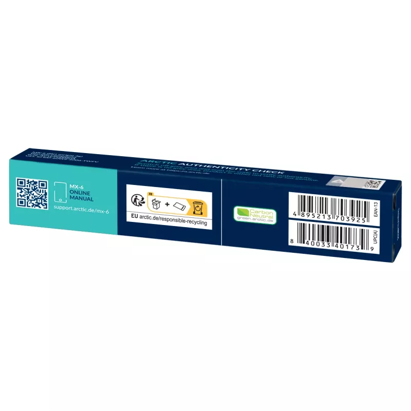 Pasta térmica ARCTIC MX-6 ULTIMATE Performance, pasta térmica, cinzento, 4 g, 1 unidade, 24 mm, 120 mm