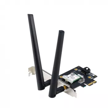Placa de rede interna ASUS PCE-AXE5400 – PCIe, Wi-Fi 6E Tri-Band (2,4/5/6 GHz), 2402 Mbit/s, Bluetooth 5.2