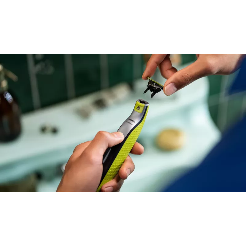 Cabeça de barbear Philips Norelco OneBlade QP420/50, prata, 2 cabeças de substituição, compatível com Philips OneBlade