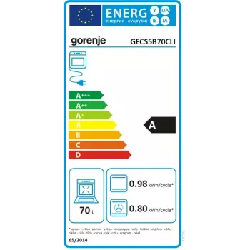 Fogão independente Gorenje GECS5B70CLI, placa vitrocerâmica elétrica 4 zonas, forno 70 L, marfim, 500 mm de largura