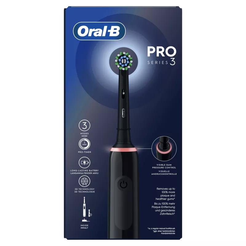 Escova de dentes elétrica rotativa-oscilante Oral-B Pro 3 Pro3 3000 para adultos preta