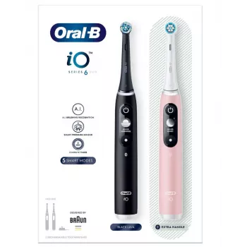 Escova de dentes elétrica rotativa Oral-B iO 6 para adultos preta, rosa