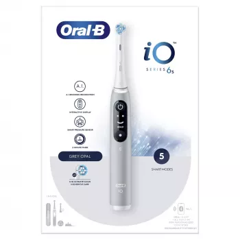 Escova de dentes elétrica vibratória Oral-B iO 6S para adultos cinzenta, branca