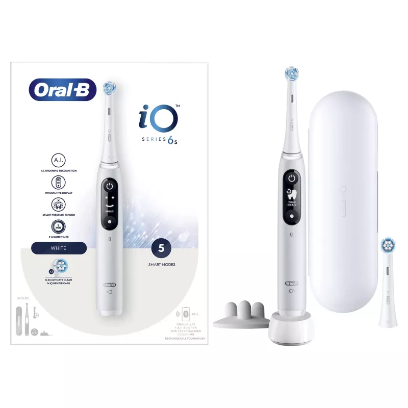 Escova de dentes elétrica vibratória Oral-B iO 6 para adultos branca