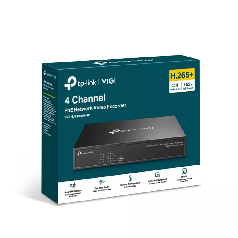 Gravador de vídeo em rede TP-Link VIGI 4 canais PoE+
