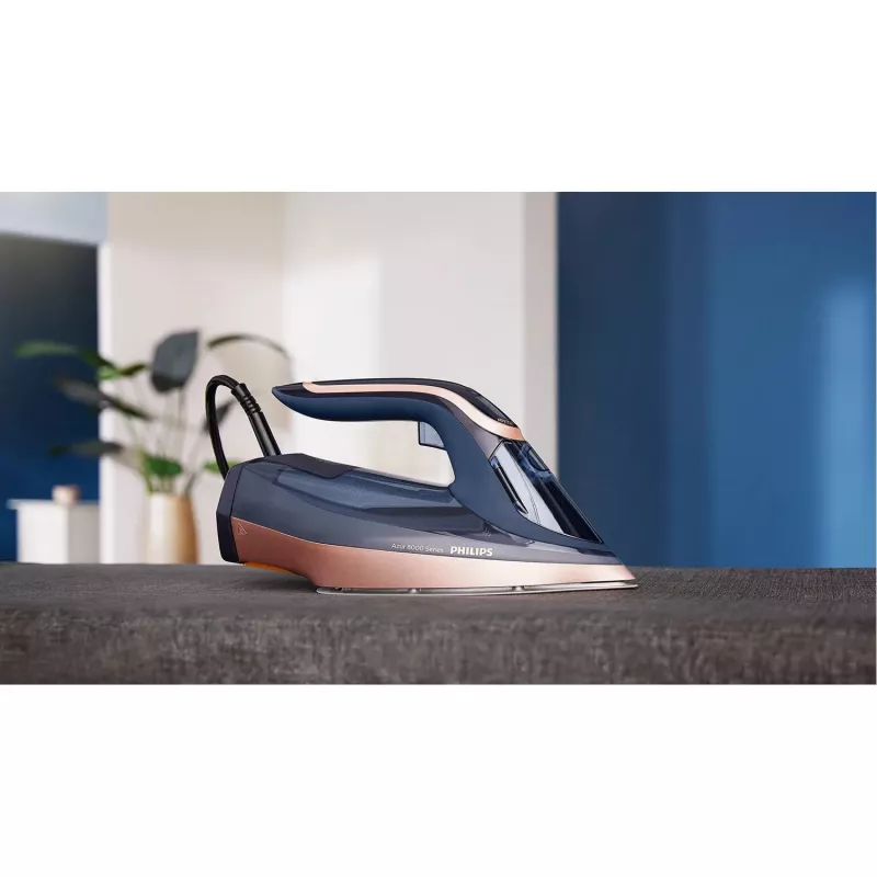 Ferro de engomar a vapor Philips Azur 8000 Series DST8050/20 — 3000 W, 0,35 L, base SteamGlide Elite, 85 g/min vapor contínuo, 260 g/min boost